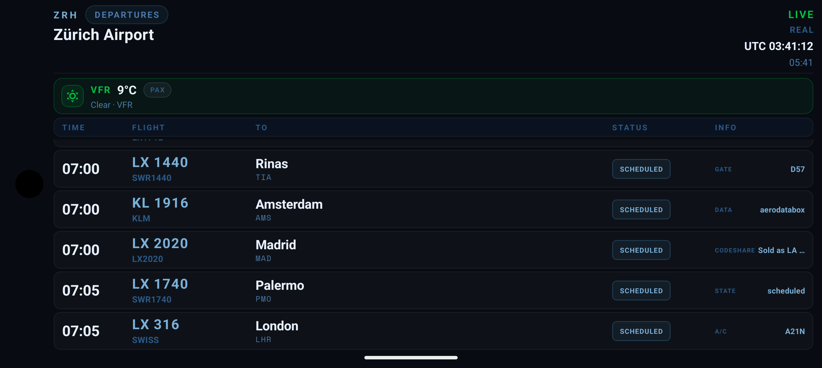 Local Flight Mobile display mode on Android