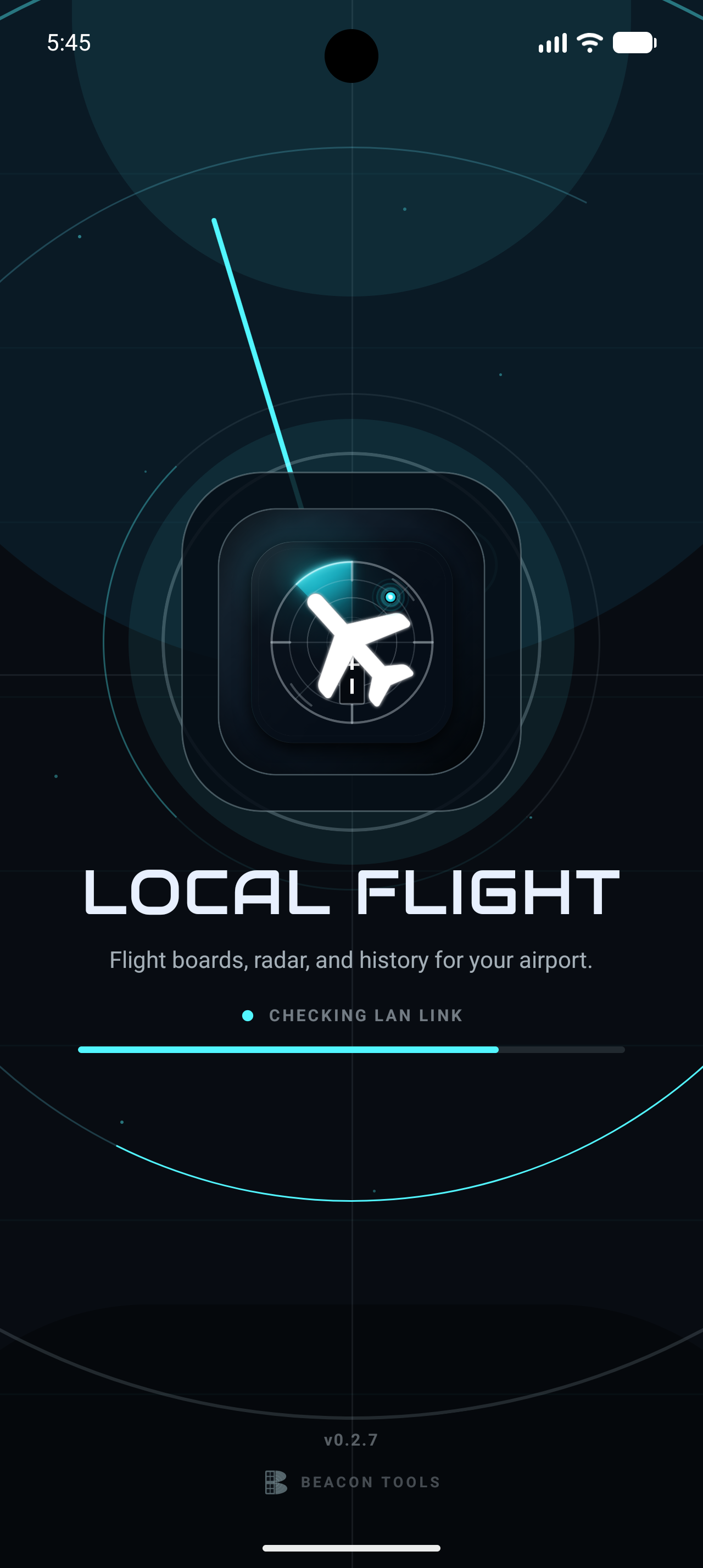 Local Flight Mobile splash screen on Android
